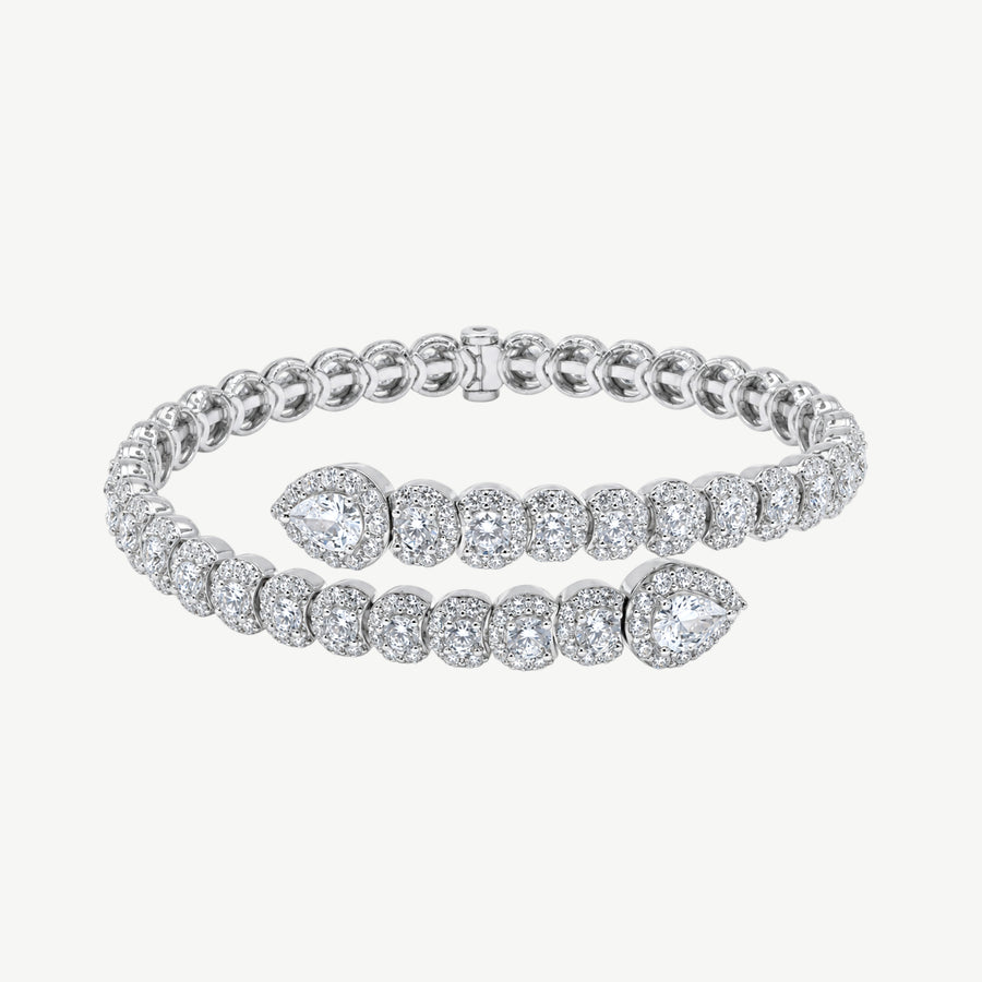 WHITE STONE WRAP SILVER BRACELET | سوار فضة ملفوف بأحجار بيضاء