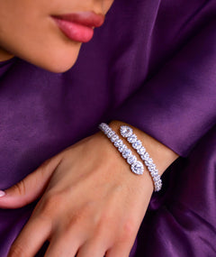 WHITE STONE WRAP SILVER BRACELET | سوار فضة ملفوف بأحجار بيضاء