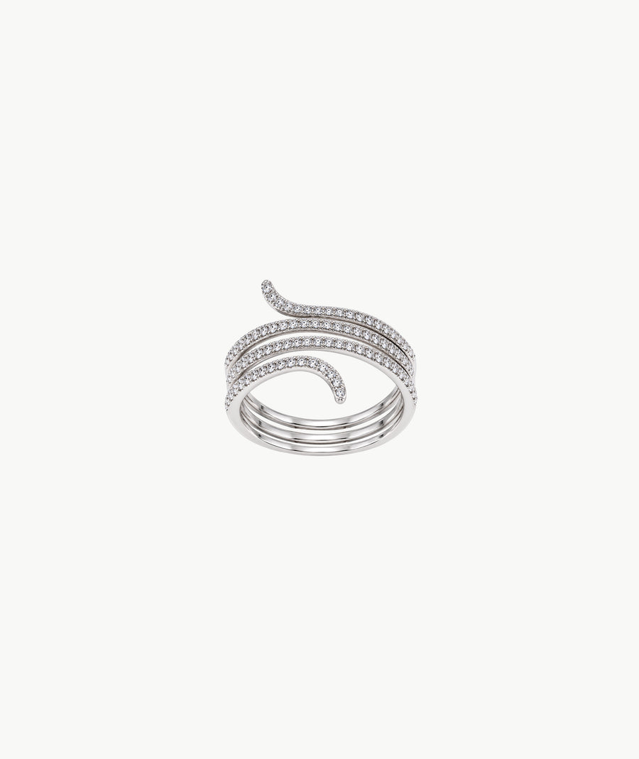 SILVER PAVE WAVE RING | خاتم فضة بتصميم متموج مرصع