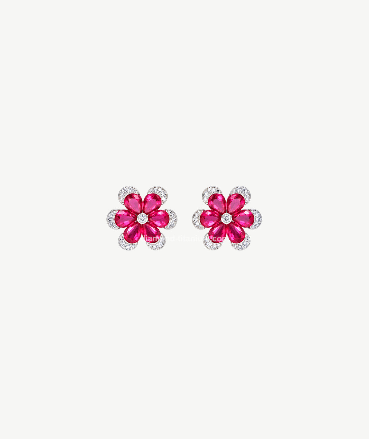 PINK FLOWER SILVER EARRINGS | أقراط فضة بتصميم زهرة وردية