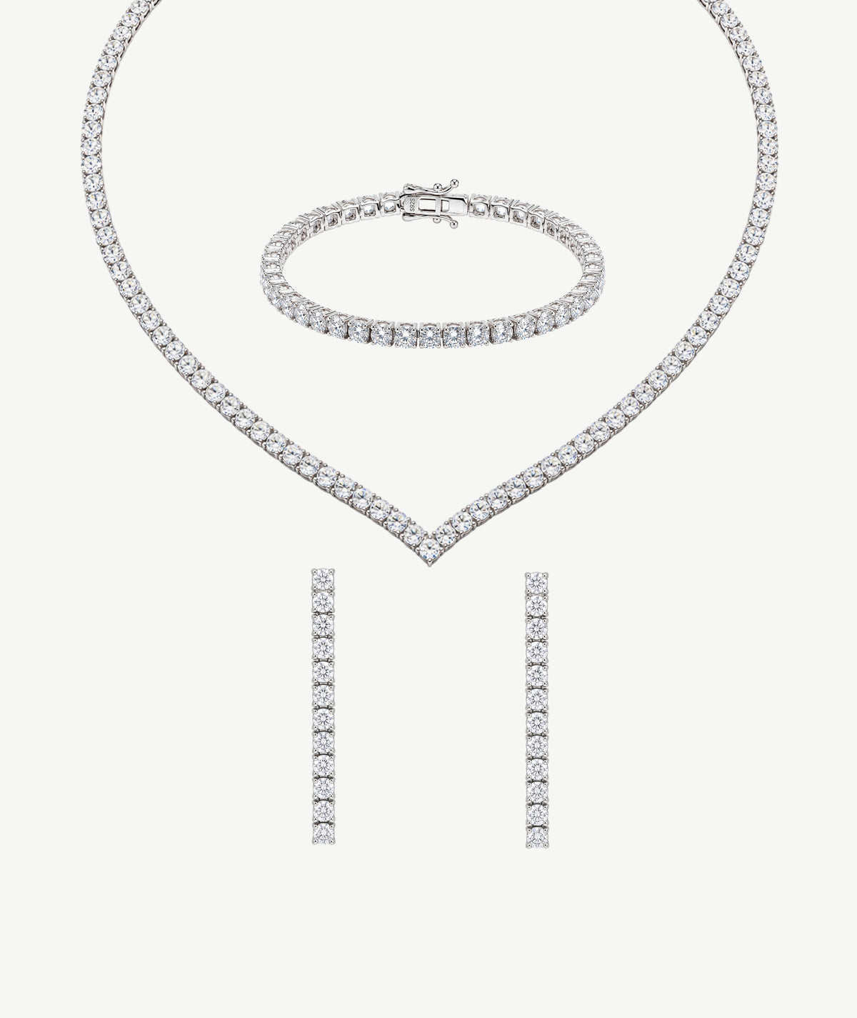 V SHAPE SILVER TENNIS SET | طقم تنس فضة بشكل V