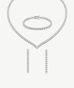 V SHAPE SILVER TENNIS SET | طقم تنس فضة بشكل V