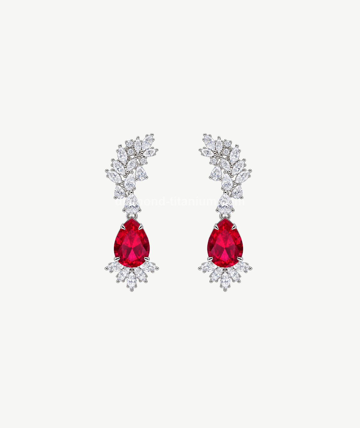 RED DROP SILVER EARRINGS | أقراط فضة بحجر أحمر متدلٍ