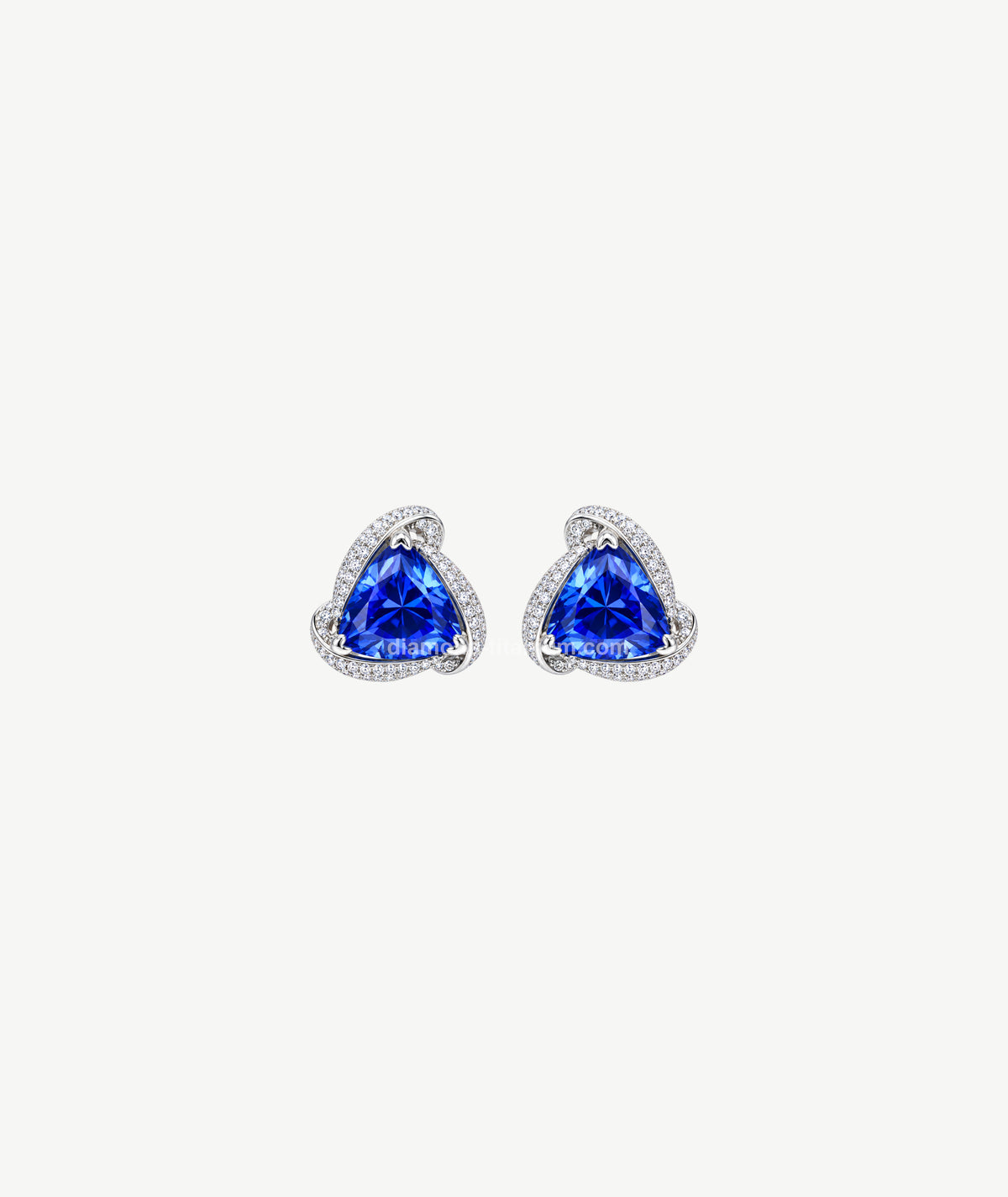 BLUE TRILLION HALO SILVER EARRINGS | أقراط فضة بحجر أزرق مثلث