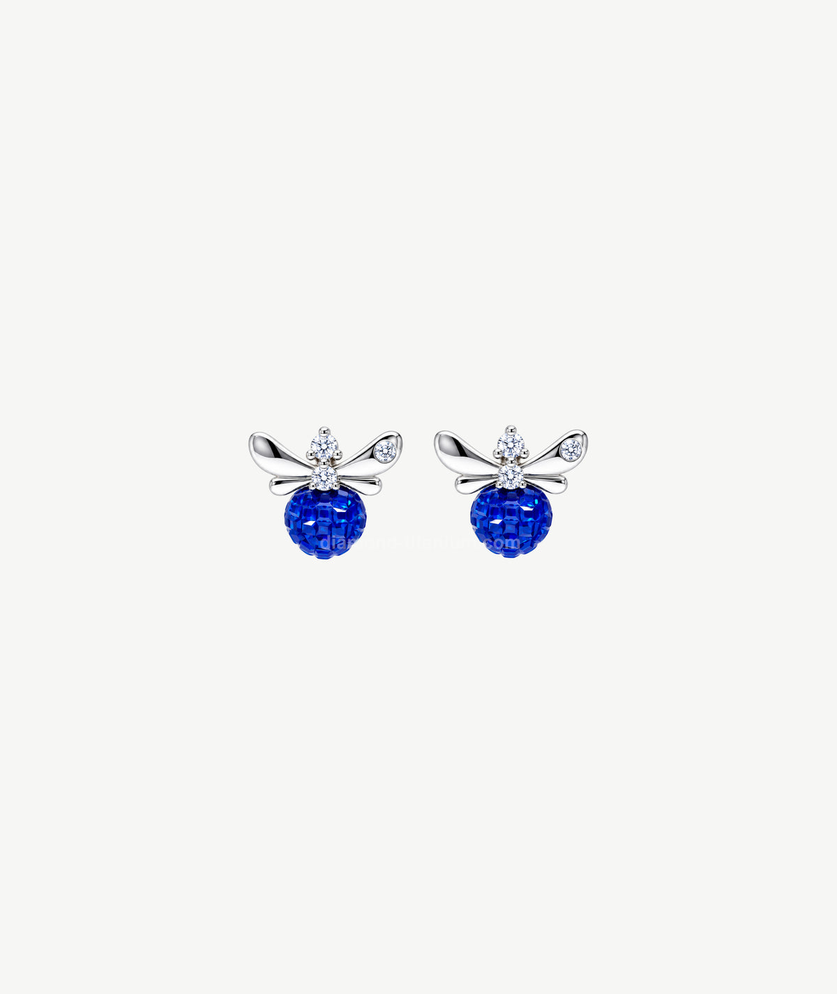 BLUE BOW DROP SILVER EARRINGS | أقراط فضة متدلية بفيونكة وحجر أزرق