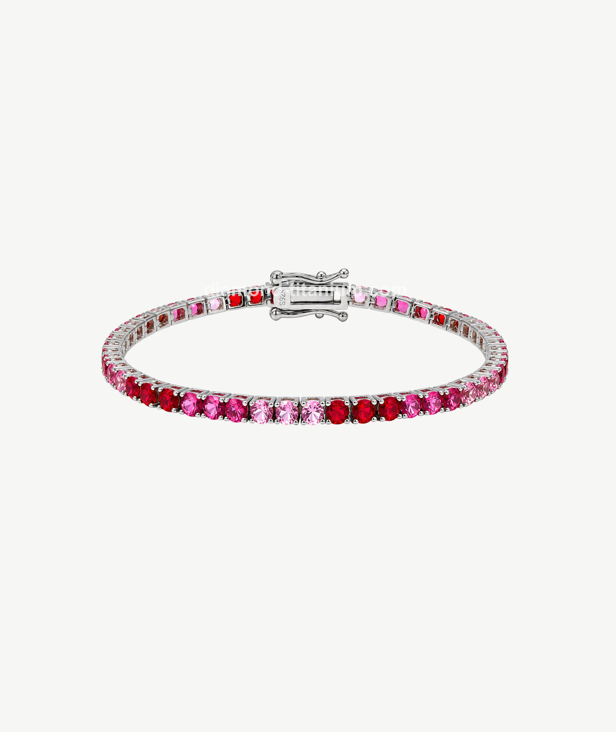 PINK RAINBOW TENNIS SILVER BRACELET | سوار تنس فضة بأحجار وردية متدرجة