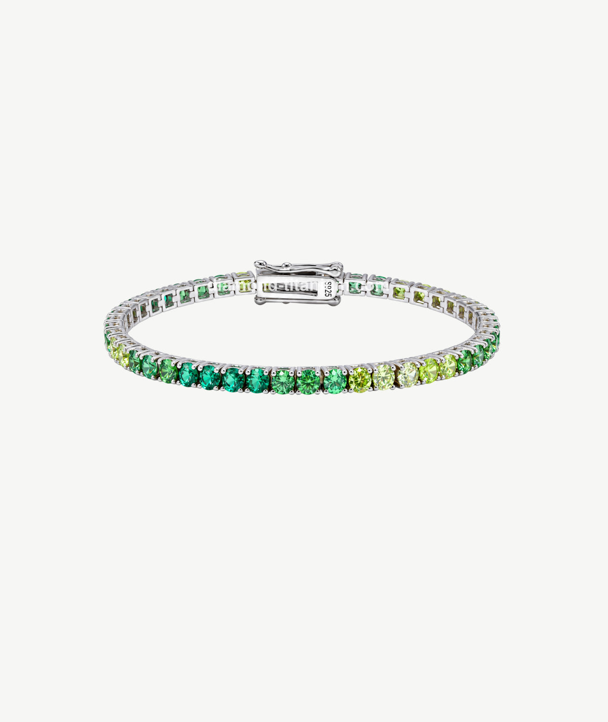 GREEN RAINBOW TENNIS SILVER BRACELET | سوار تنس فضة ملون بدرجات الأخضر