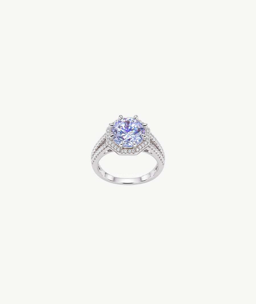 ROUND HALO SILVER RING | خاتم فضة بحجر دائري هالو