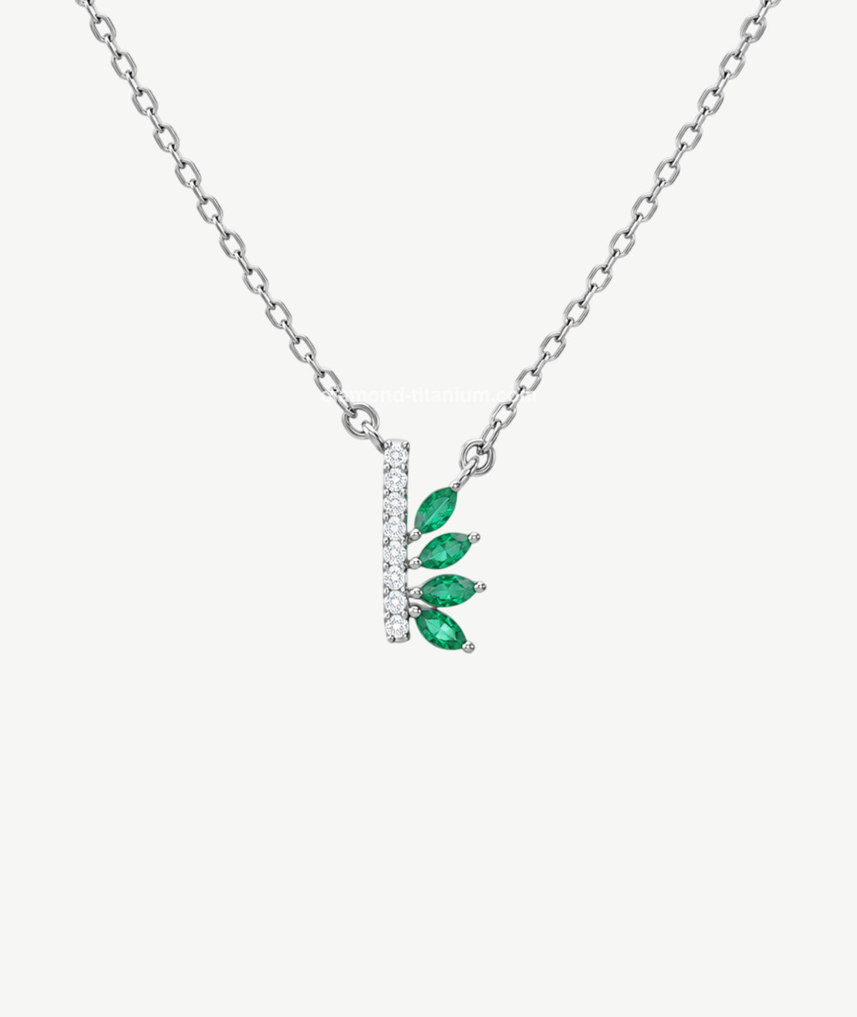 GREEN STONE LETTER PENDANT SILVER NECKLACE | عقد فضة بتعليقة حرف وأحجار خضراء