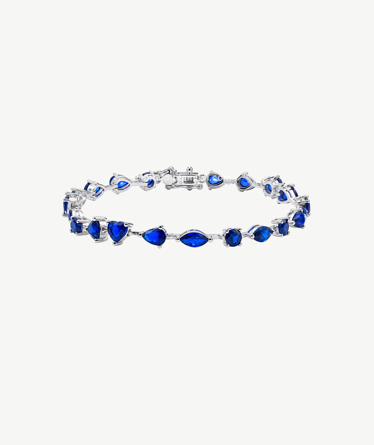 BLUE MIXED-CUT SILVER BRACELET | سوار فضة بأحجار زرقاء متعددة القصّات