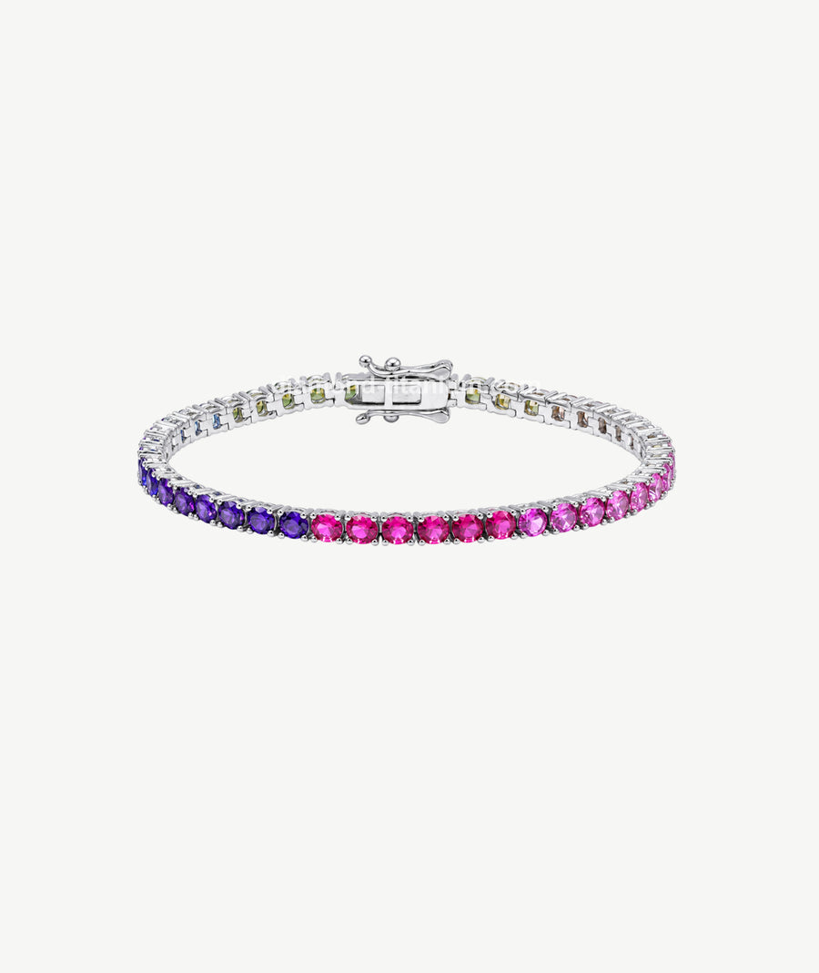 RAINBOW TENNIS SILVER BRACELET | سوار تنس فضة بأحجار ملونة