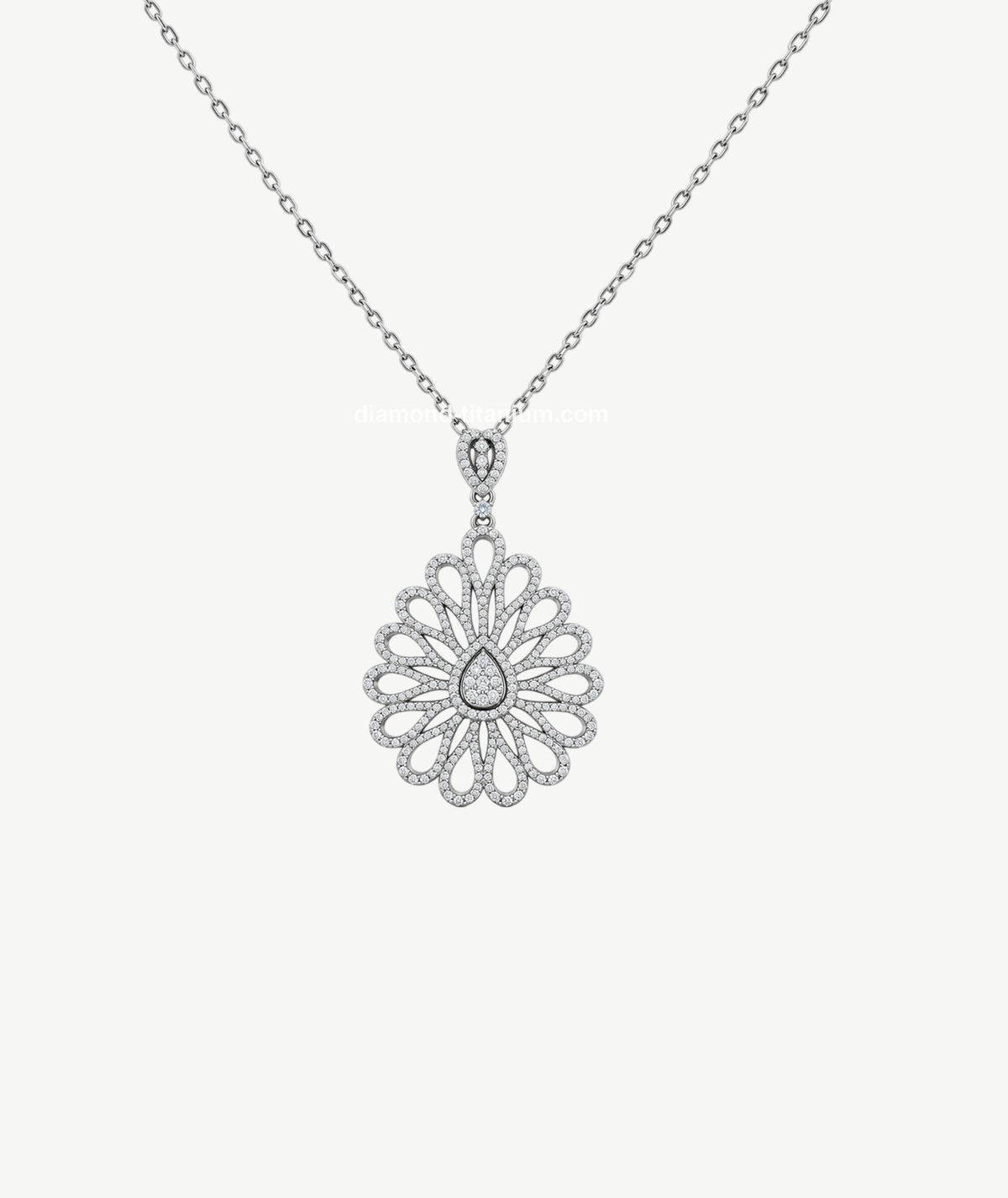 FLORAL DROP SILVER NECKLACE | عقد فضة بتصميم زهري متدلي
