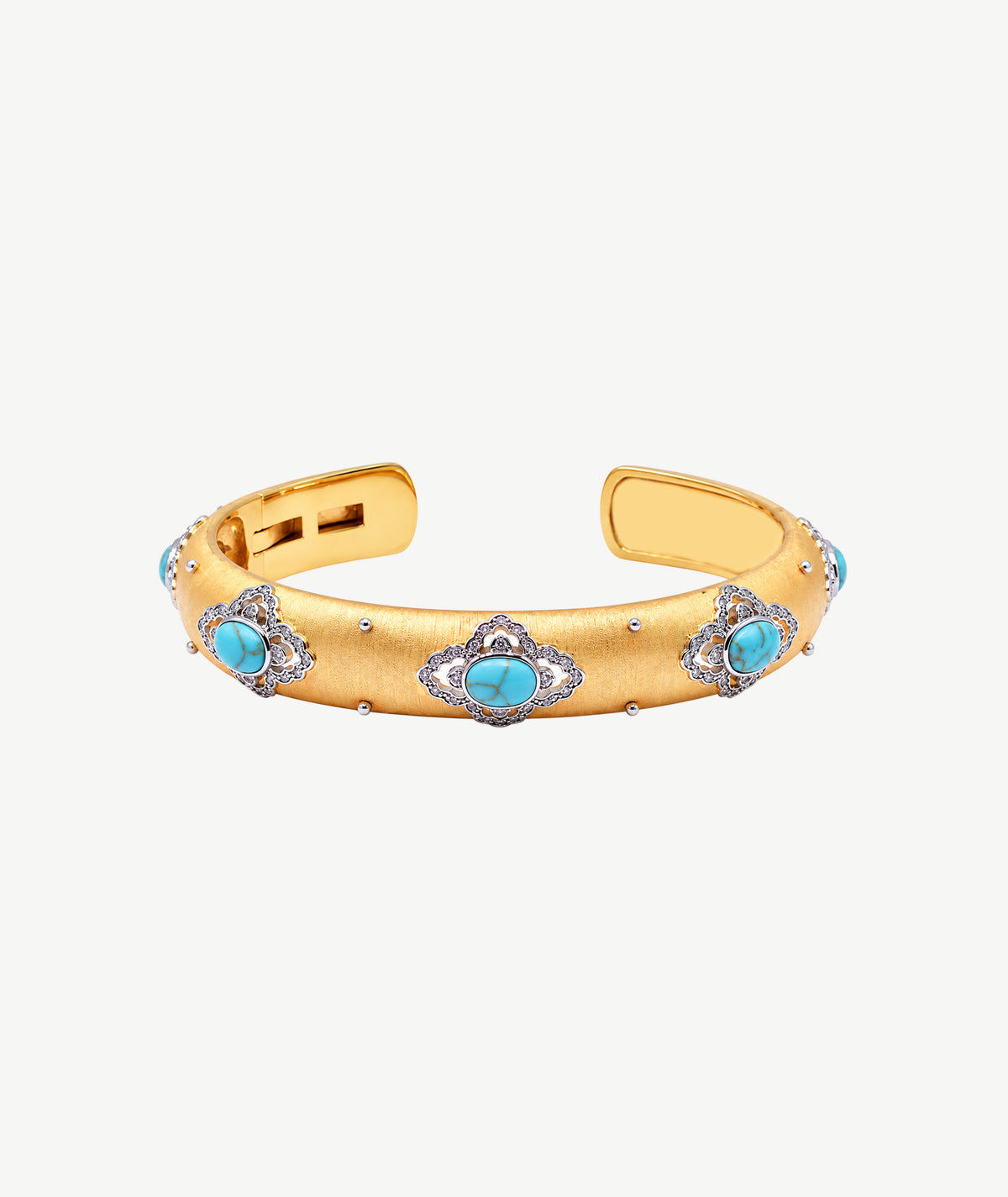 TURQUOISE MIX MATERIAL BANGLE | سوار بانغل ميكس مات بأحجار تركواز