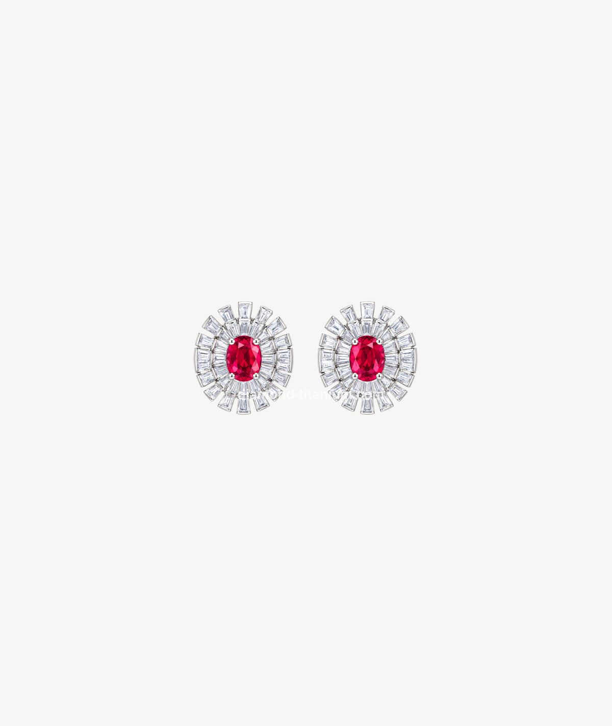RED OVAL SILVER EARRINGS | أقراط فضة بحجر أحمر بيضاوي