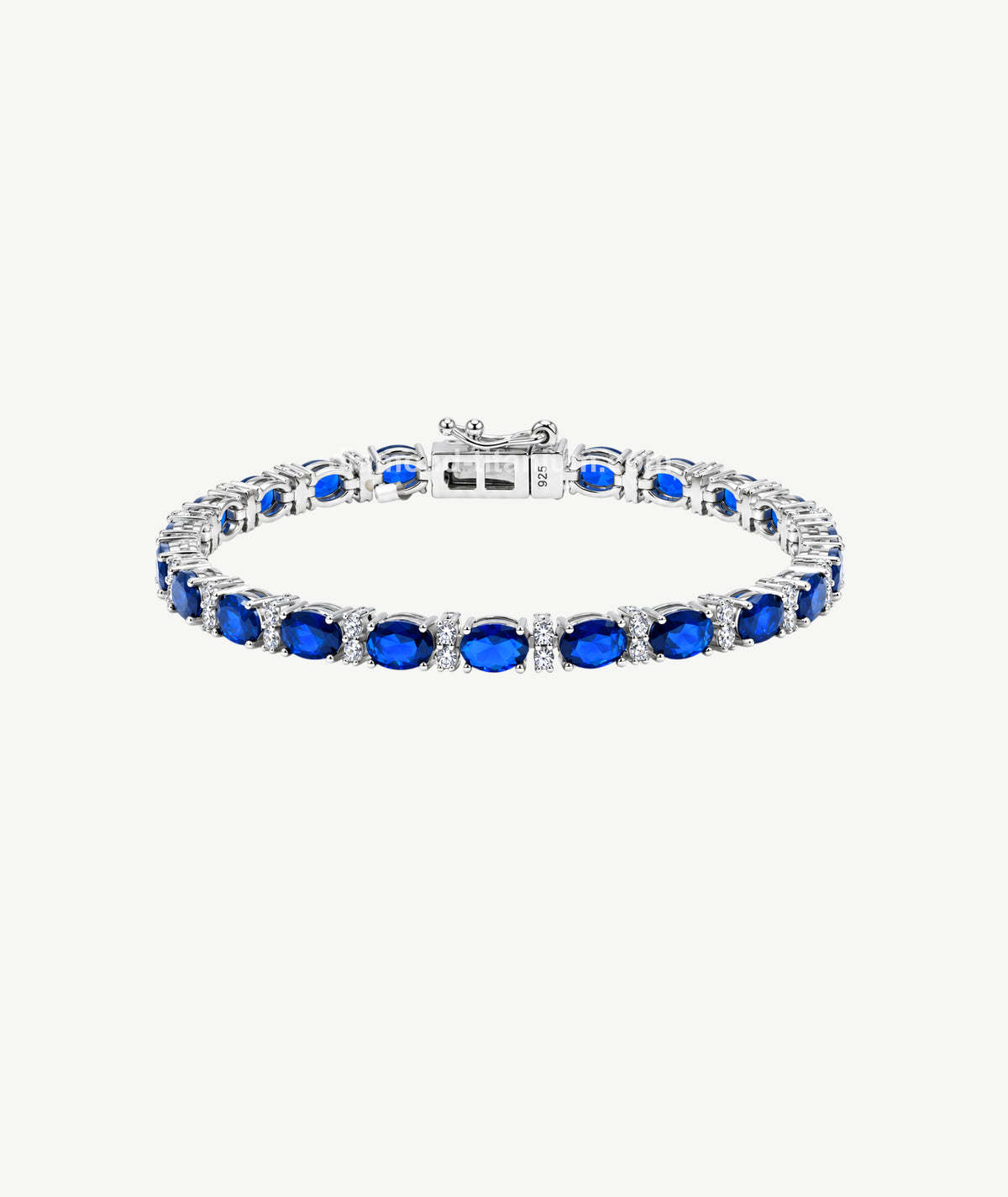 BLUE OVAL STONE SILVER BRACELET | سوار فضة بأحجار زرقاء بيضاوية
