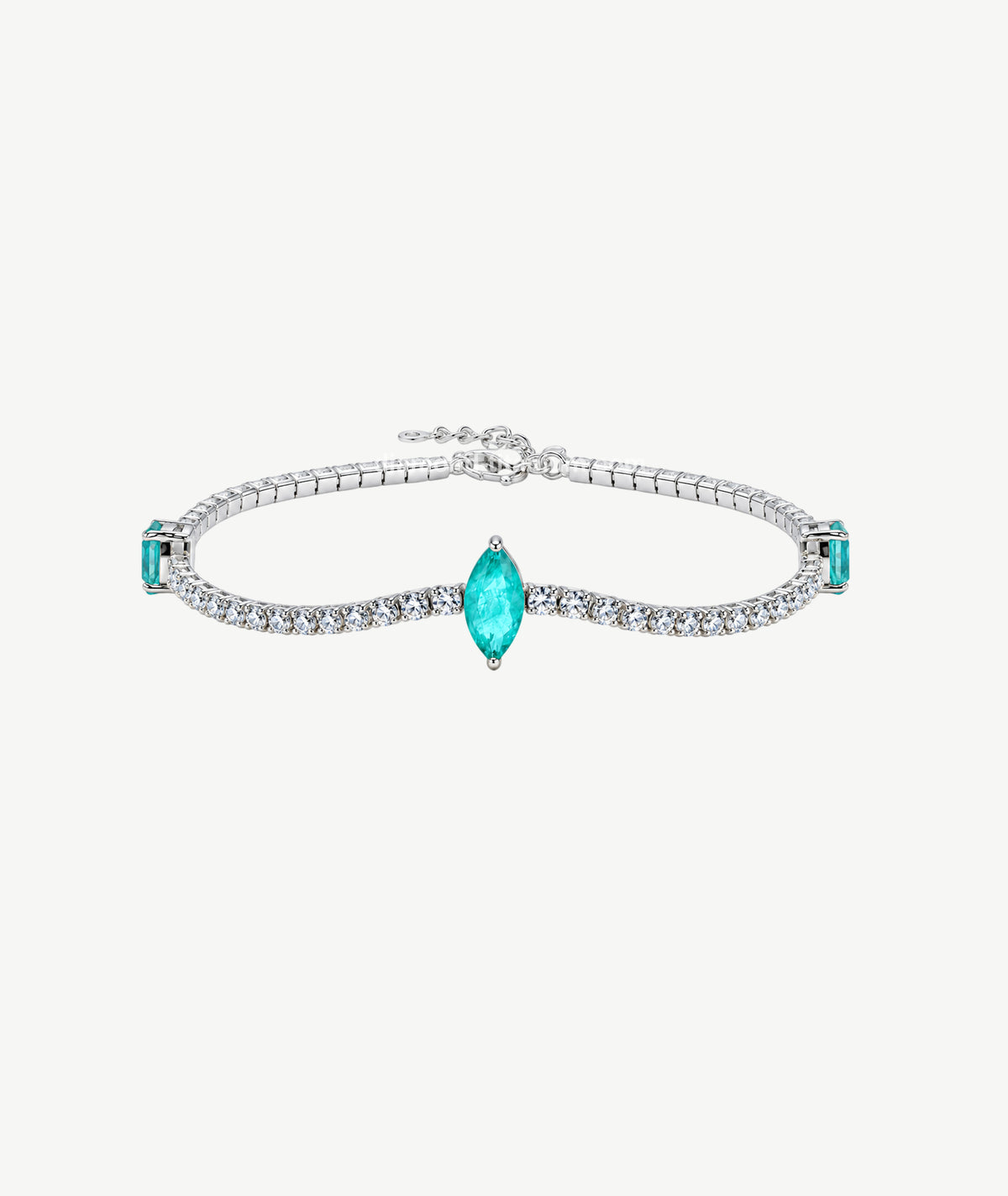 TURQUOISE MARQUISE STONE SILVER BRACELET | سوار فضة بحجر تركواز ماركيز