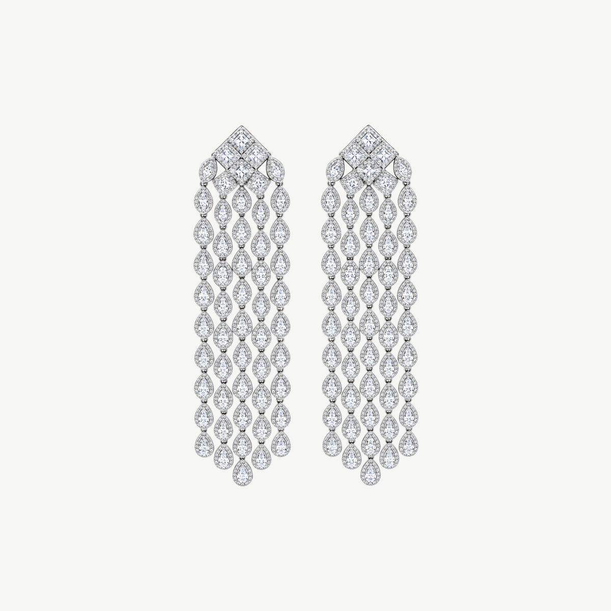 WHITE TEARDROP SILVER EARRINGS | أقراط فضة متدلية بأحجار بيضاء