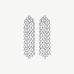 WHITE TEARDROP SILVER EARRINGS | أقراط فضة متدلية بأحجار بيضاء