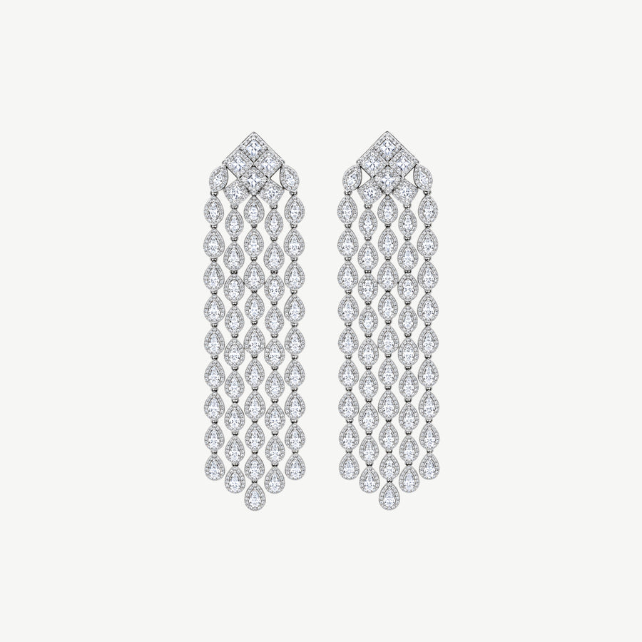 WHITE TEARDROP SILVER EARRINGS | أقراط فضة متدلية بأحجار بيضاء