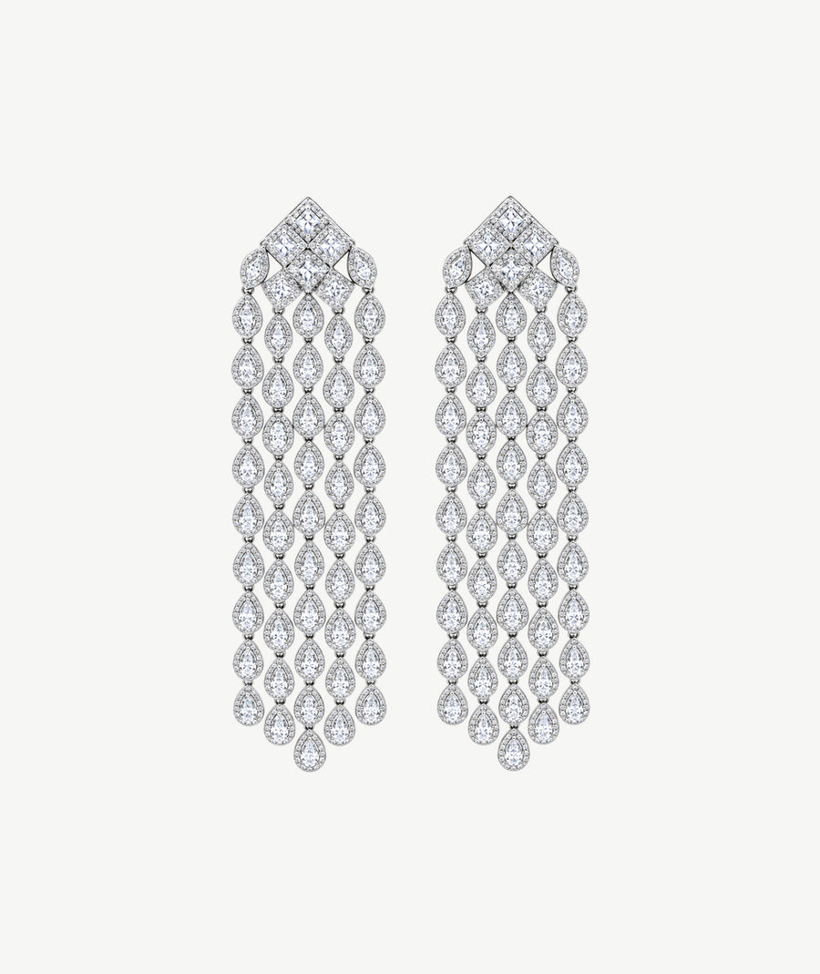 WHITE TEARDROP SILVER EARRINGS | أقراط فضة متدلية بأحجار بيضاء