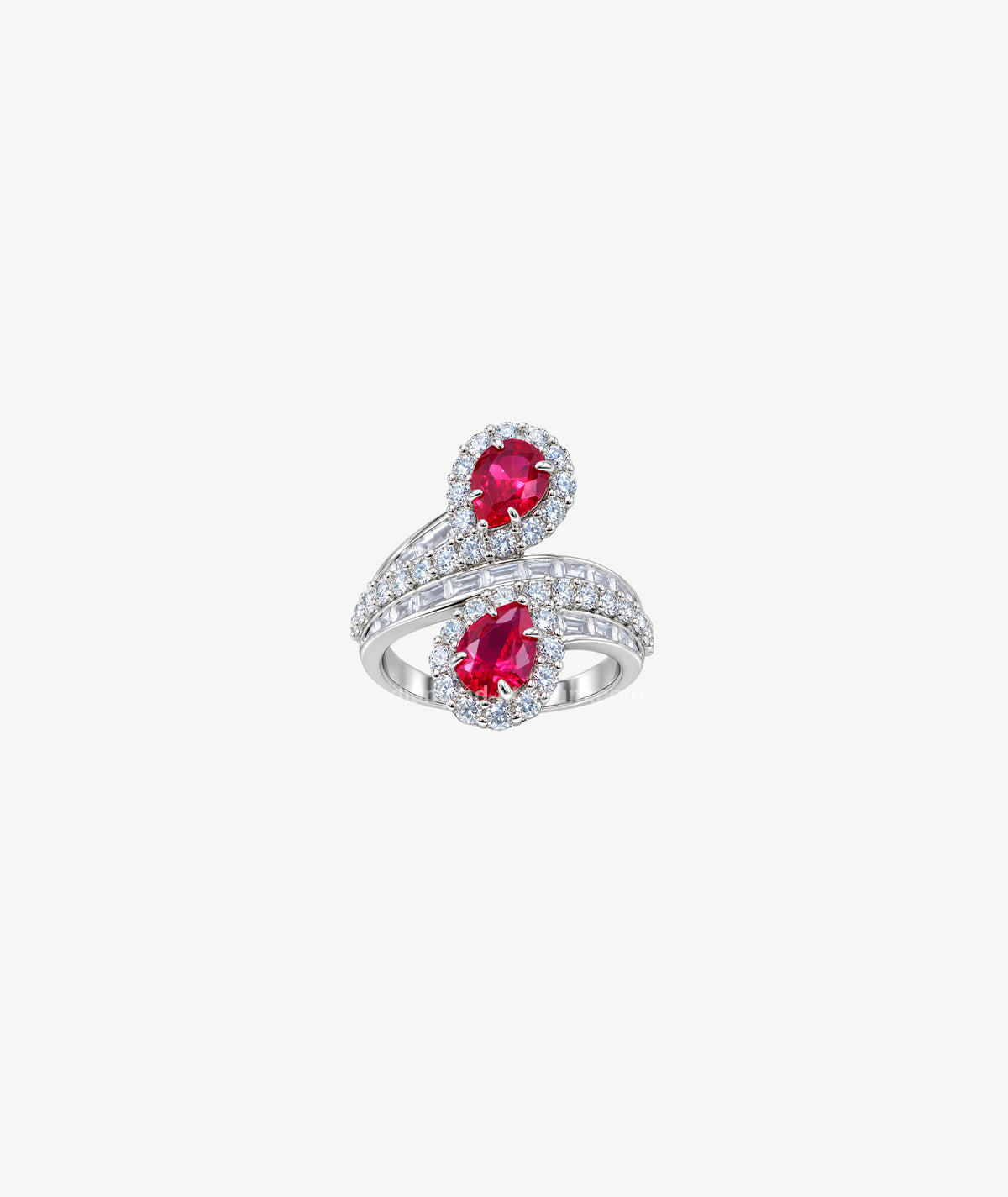 DOUBLE RED STONE SILVER RING | خاتم فضة بحجرين أحمرين