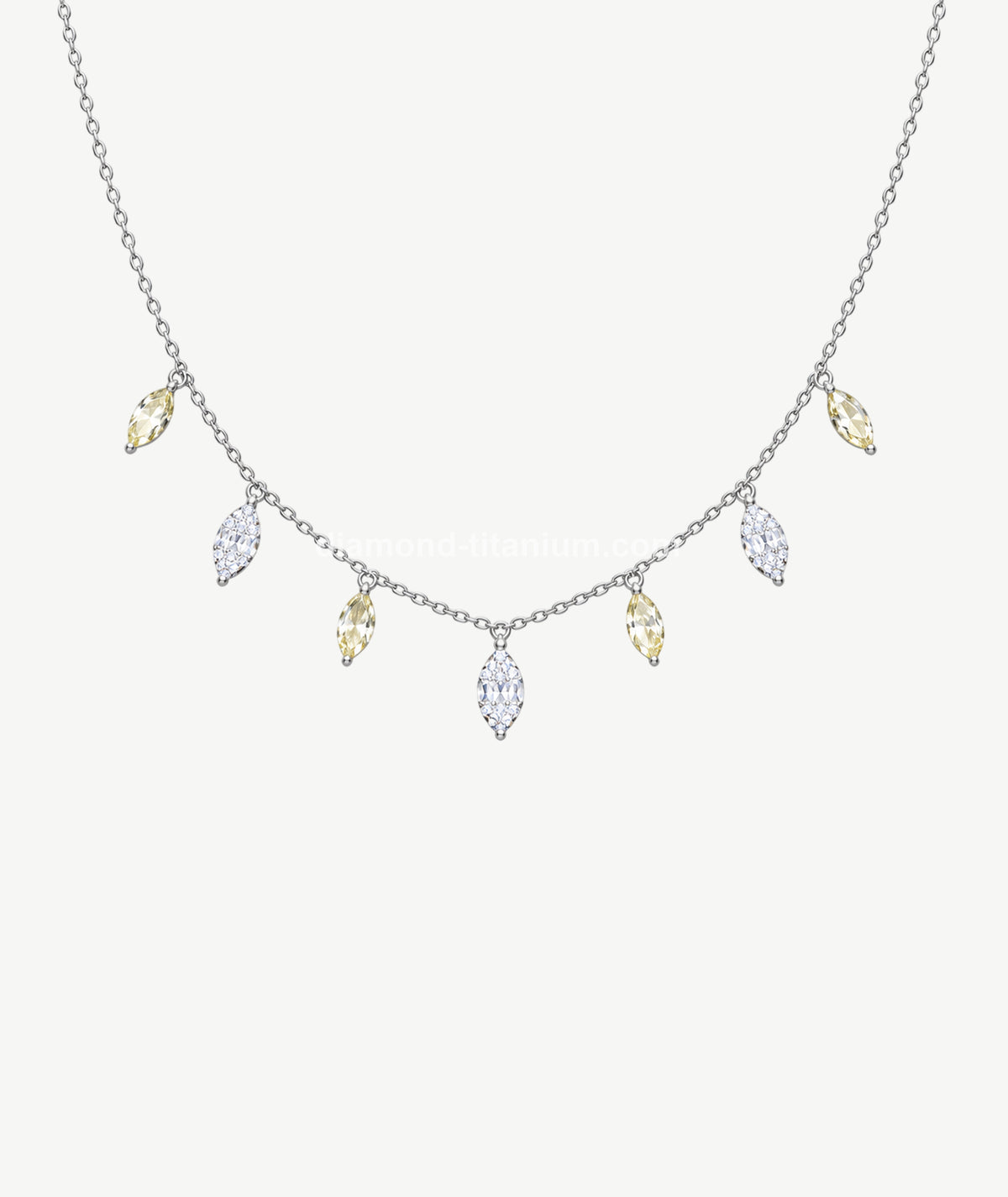 YELLOW & WHITE MARQUISE SILVER CHOKER | شوكر فضة بأحجار ماركيز صفراء وبيضاء