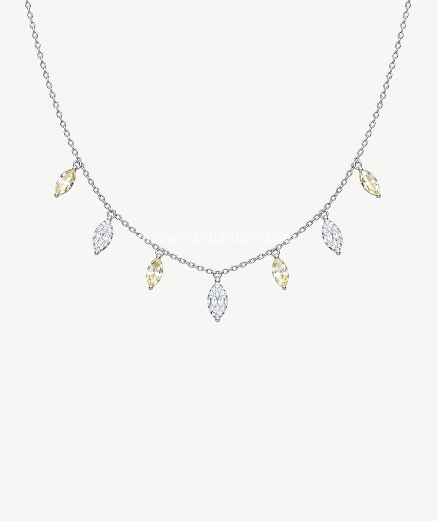 YELLOW & WHITE MARQUISE SILVER CHOKER | شوكر فضة بأحجار ماركيز صفراء وبيضاء