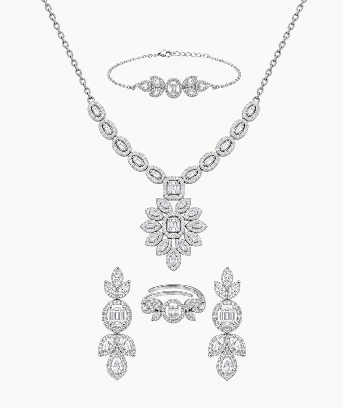 4 PCS SILVER WEDDING SET | طقم زفاف فضة 4 قطع