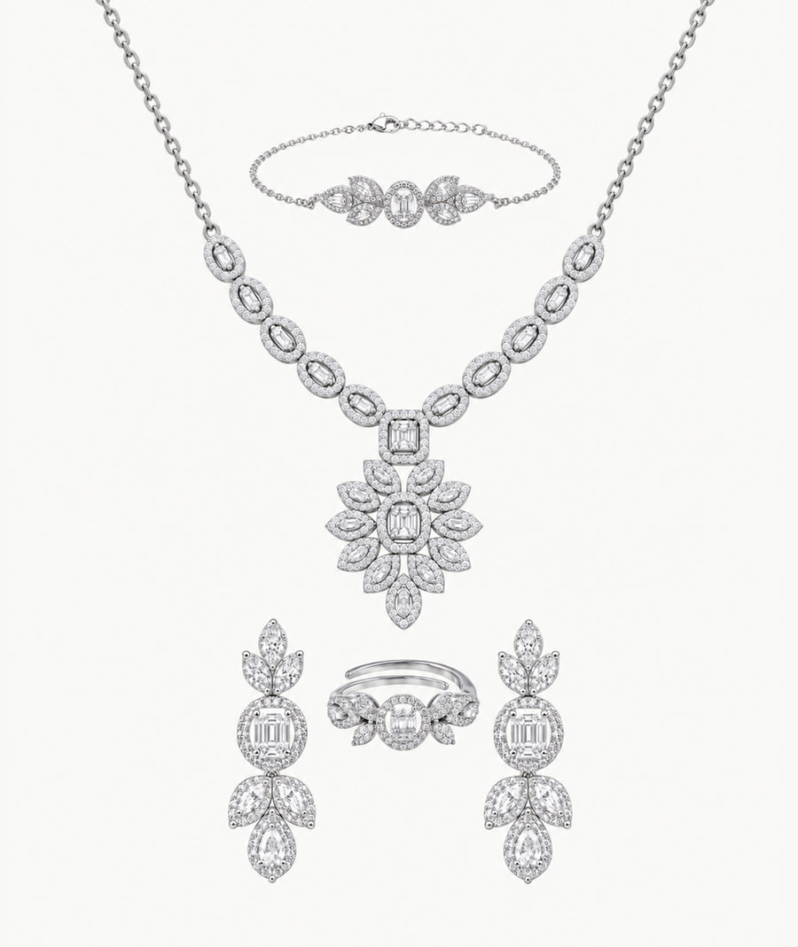 4 PCS SILVER WEDDING SET | طقم زفاف فضة 4 قطع