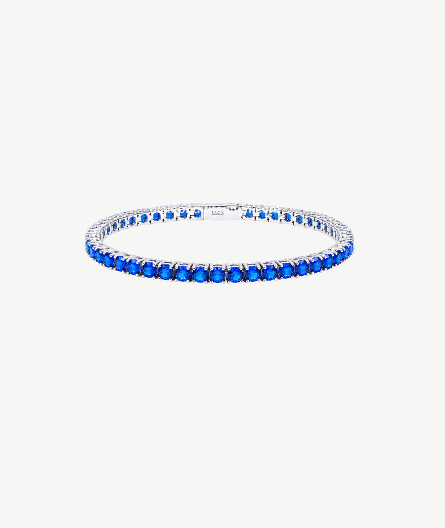 ROYAL BLUE SAPPHIRE SILVER BRACELET | سوار فضة بلون الياقوت الأزرق الملكي