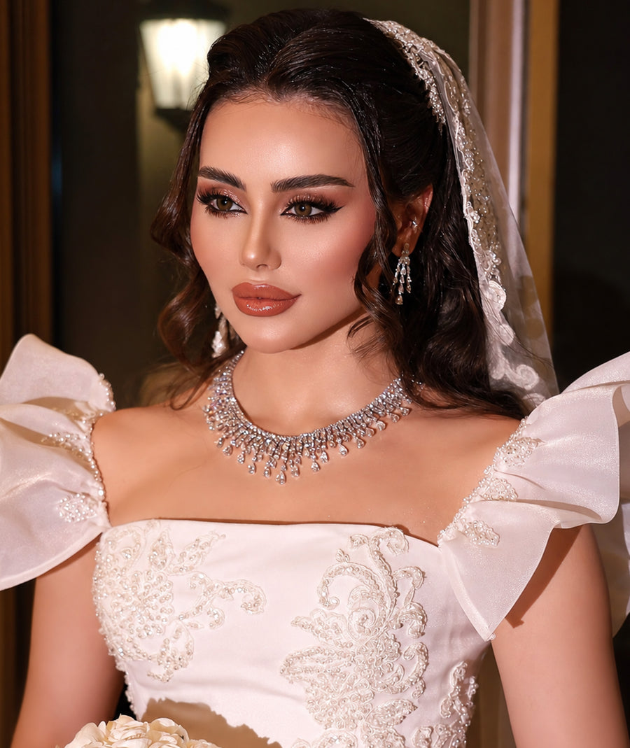 2 PCS ELEGANT SILVER WEDDING SET | طقم زفاف أنيق من الفضة مكوّن من قطعتين