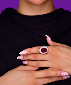 RED STONE SILVER RING | خاتم فضة بحجر أحمر