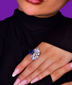 BLUE STONE SILVER RING | خاتم فضة بحجر أزرق