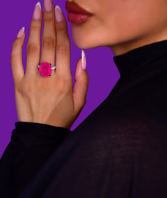 PINK SILVER RING | خاتم فضة بحجر وردي