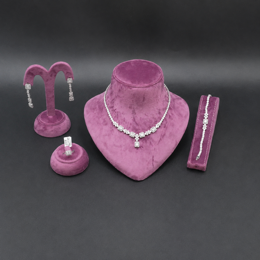 bridal jewelry set with matching necklace bracelet earrings and ring