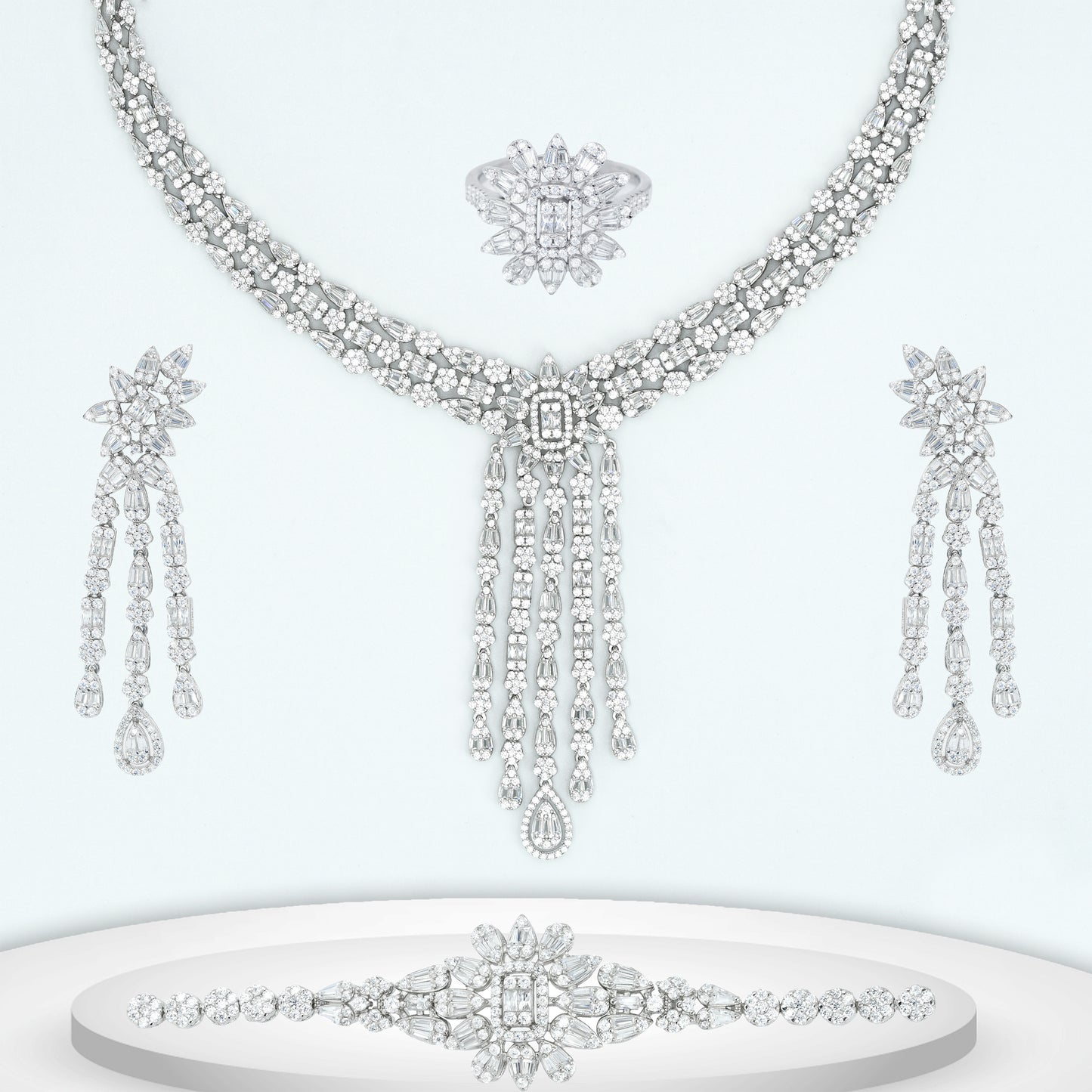 Diamond Titanium Wedding Set