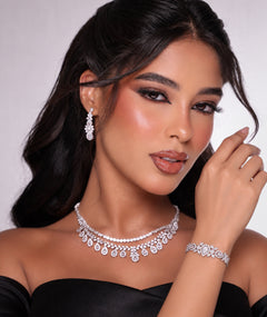 ELEGANT MIX MAT SILVER WEDDING SET | طقم زفاف فضة ميكس مات أنيق